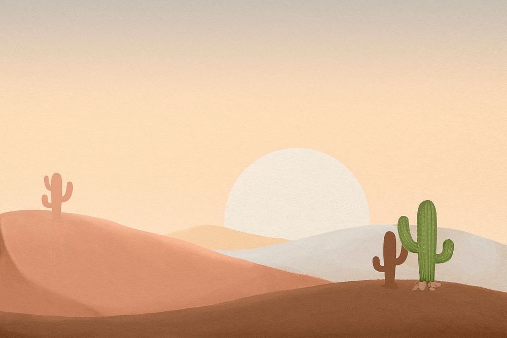 Wild west desert background, cactus border
