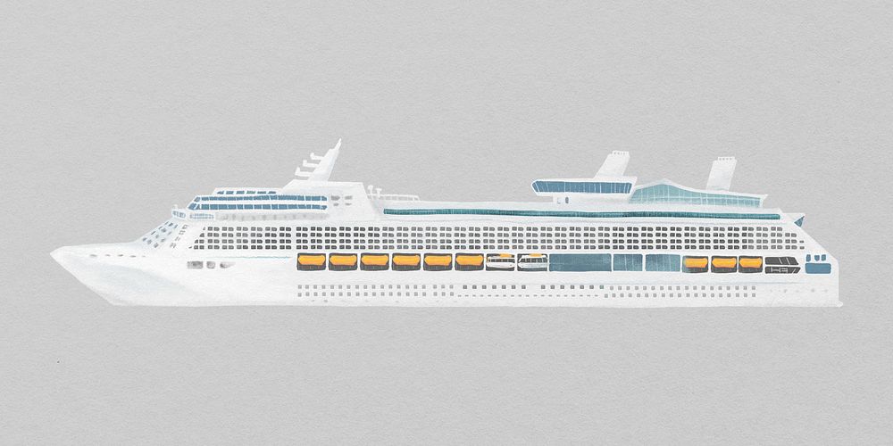 Cruise ship, industrial  illustration psd