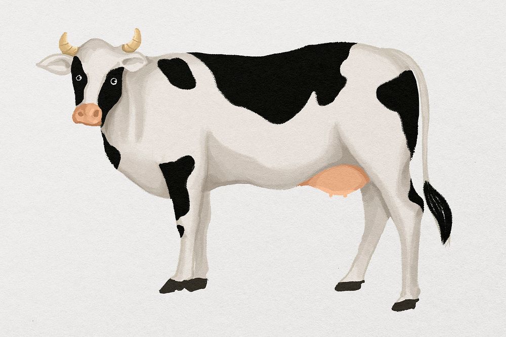 Dairy cattle, cow watercolor animal illustration