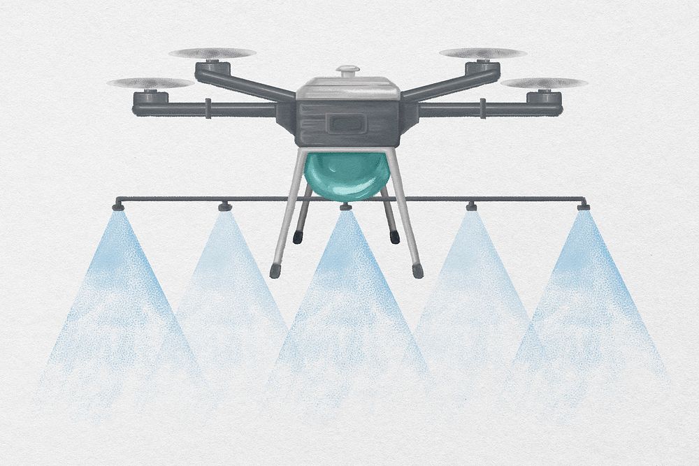 Watering drone, smart agriculture illustration