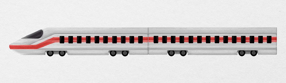 High-speed rail, transportation illustration psd