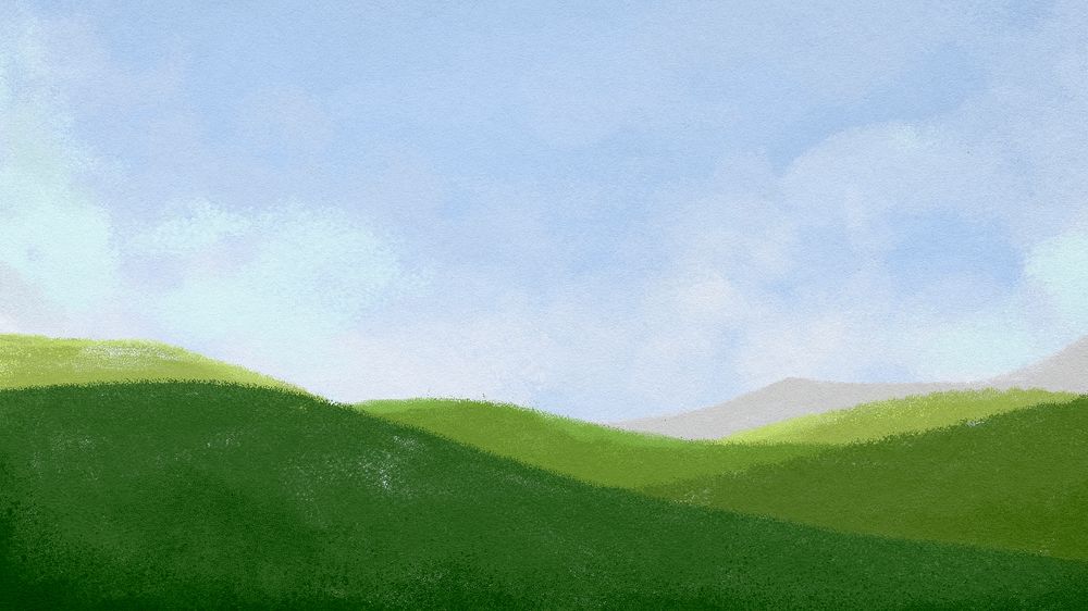 Aesthetic landscape desktop wallpaper, watercolor HD background psd