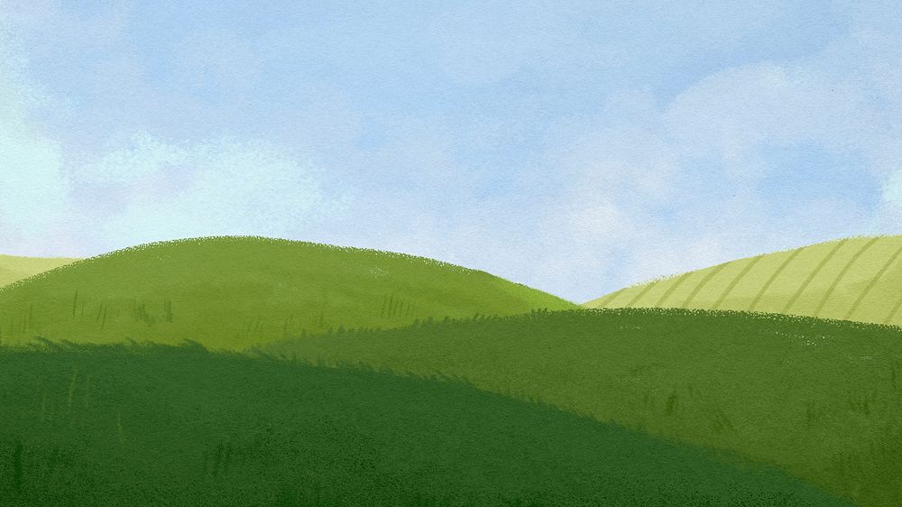 Nature landscape desktop wallpaper, watercolor aesthetic background psd