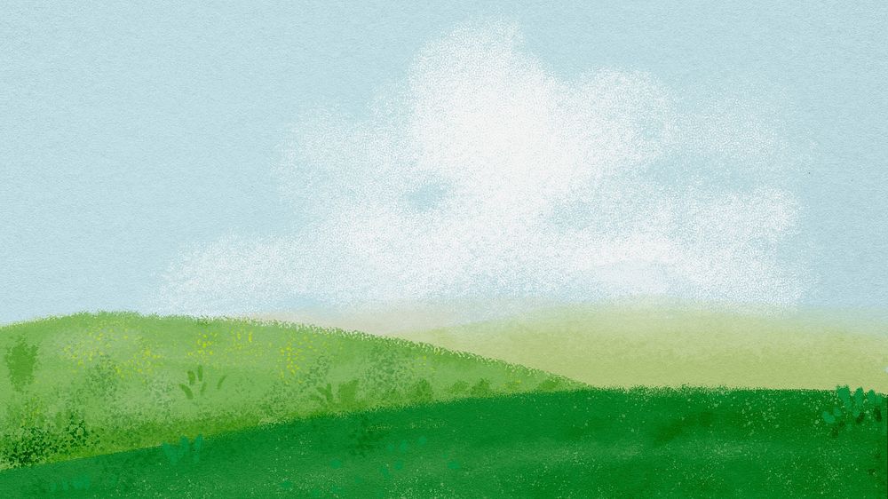 Nature landscape desktop wallpaper, watercolor aesthetic background