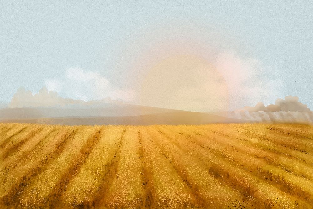 Watercolor field background, agriculture aesthetic