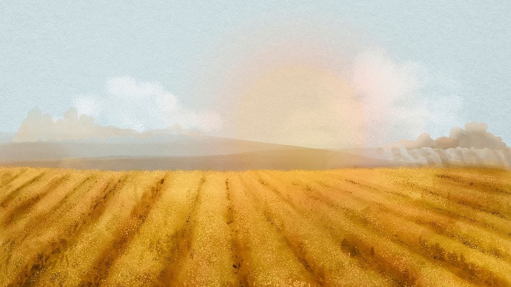 Watercolor field HD wallpaper, agriculture aesthetic background psd