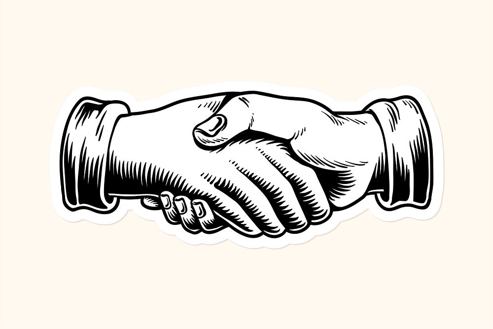 Shaking hands in an agreement sticker design resource vector
