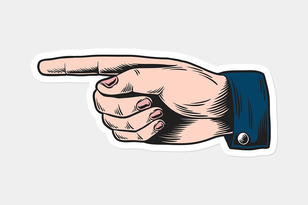 Hand pointing to the left icon sticker vector