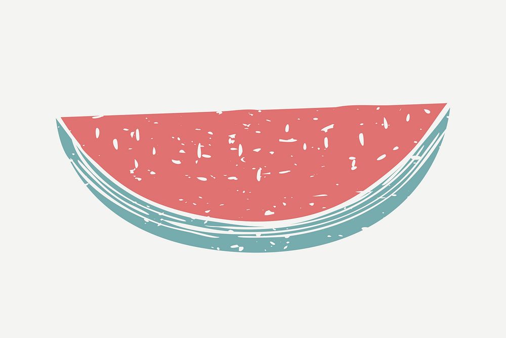 Watermelon linocut psd cute design element