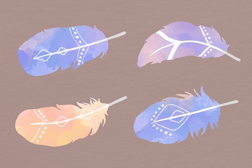 Pastel Easter feather illustration set