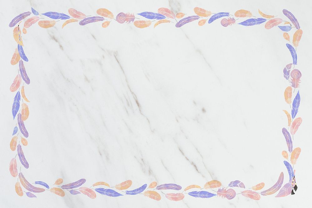 Boho frame pastel bead pattern marble background