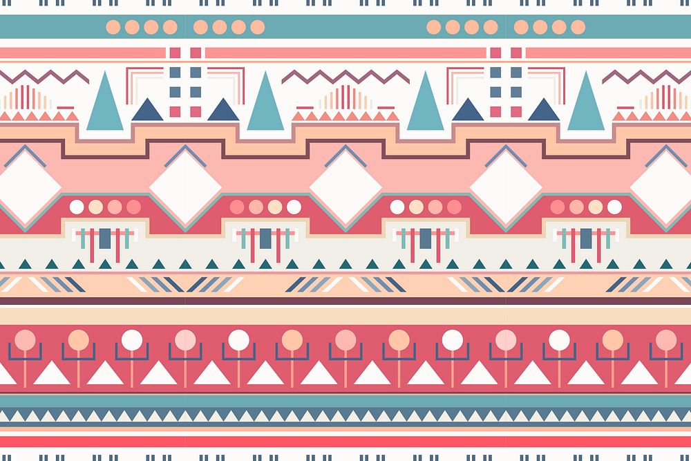 Aesthetic tribal background, seamless pattern vector, pastel fabric