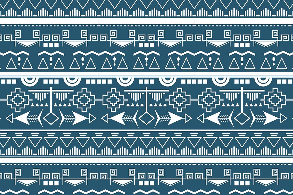 Tribal Aztec pattern, blue background vector