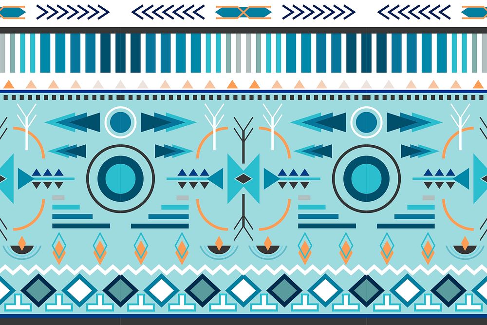 Tribal seamless pattern background vector, blue textile