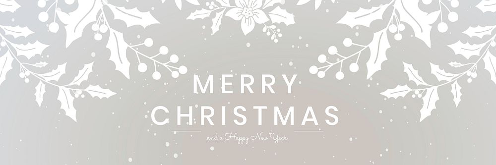 Merry Christmas wish vector gray botanical background