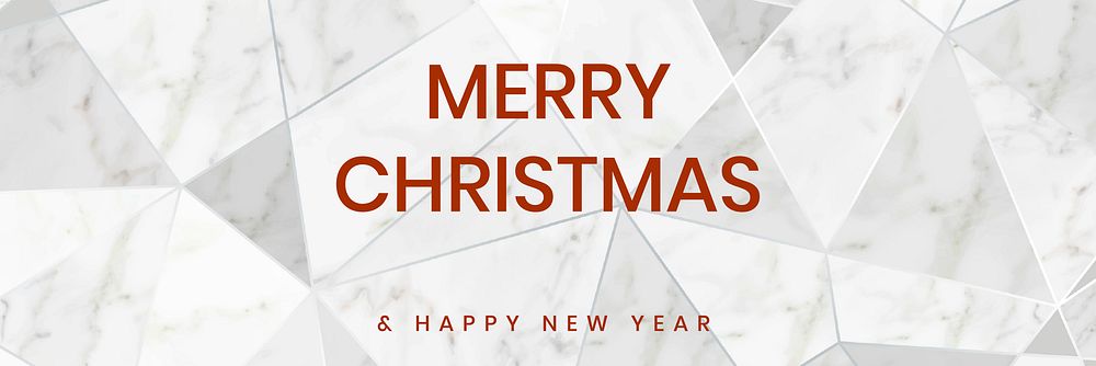 Merry Christmas greeting banner vector gray triangle pattern background