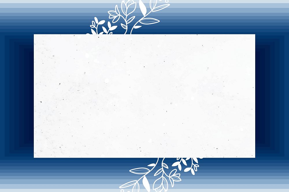Blue rectangle floral frame vector