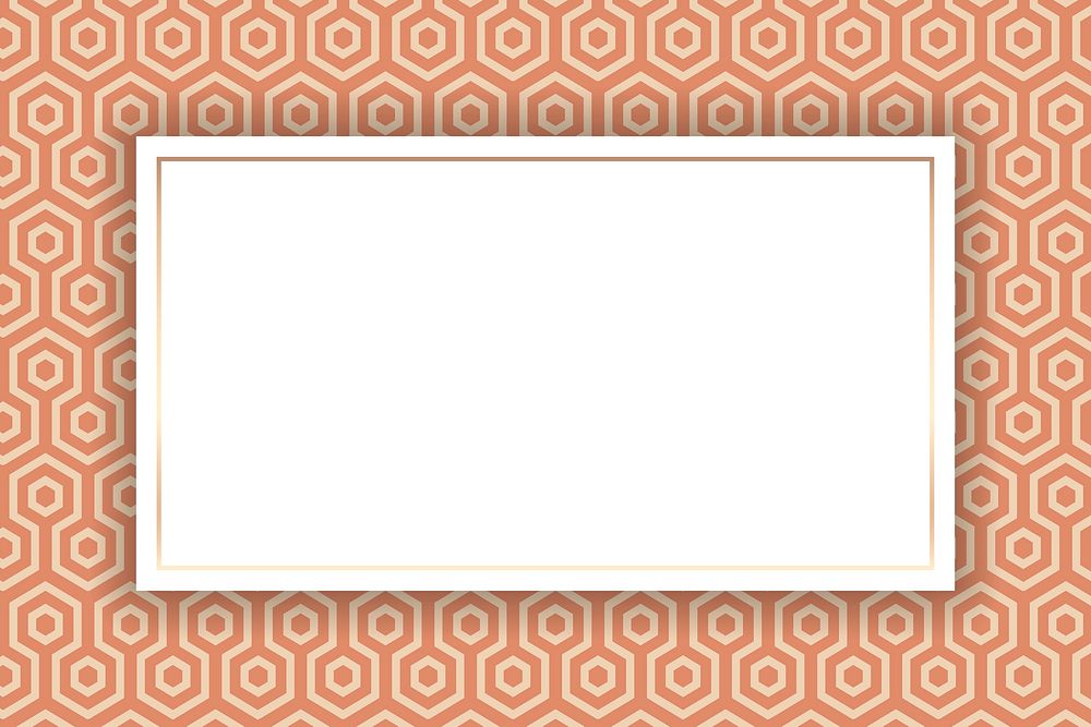 Gold frame on an orange Kikko Japanese seamless pattern vector