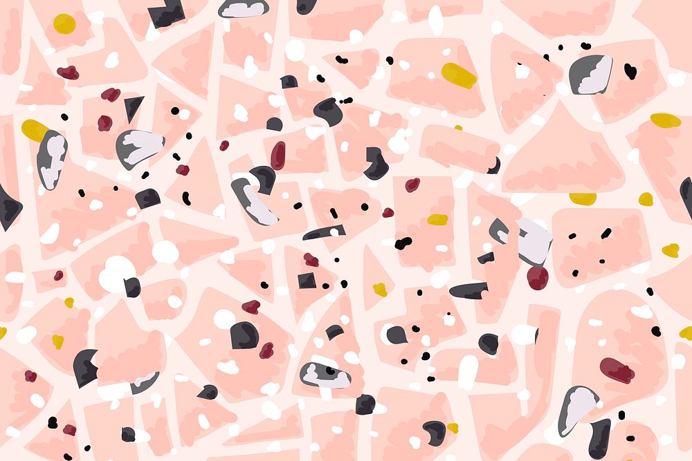 Coral pink terrazzo abstract background pattern 