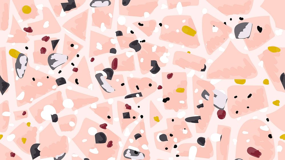Terrazzo seamless pattern background vector in coral pink