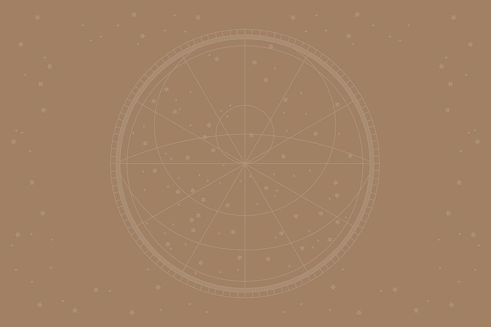 Line astrological star map background in brown