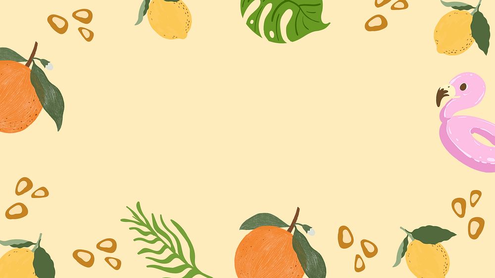 Tropical fruit frame on a beige background design 