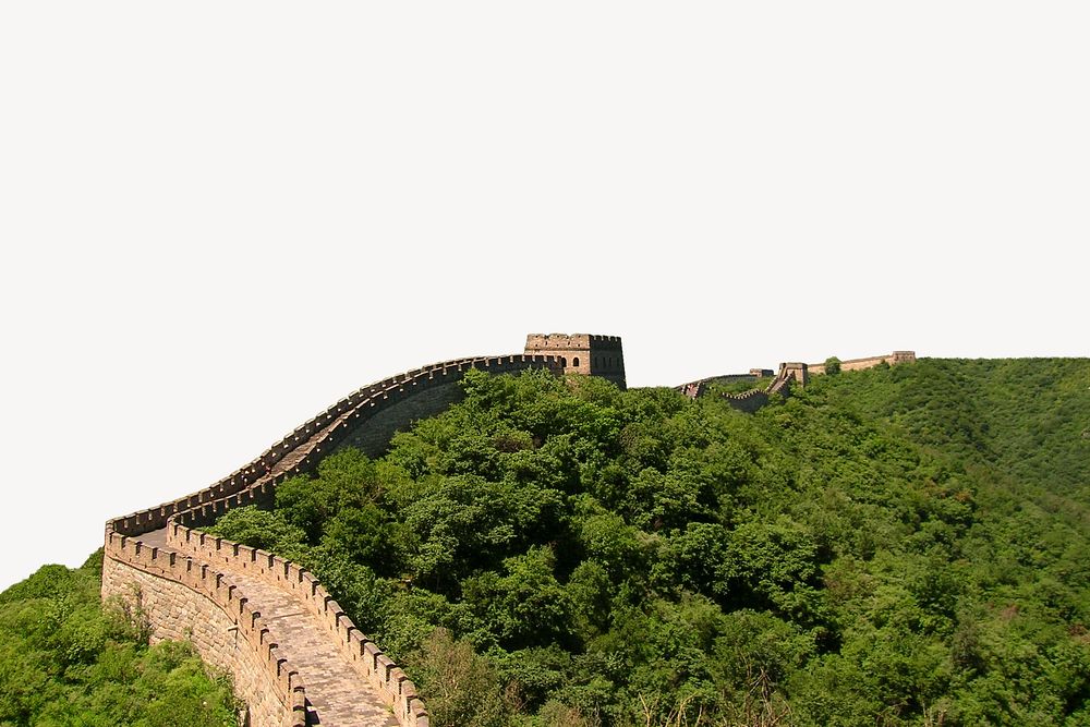 The Great Wall of China border, famous landmark photo psd