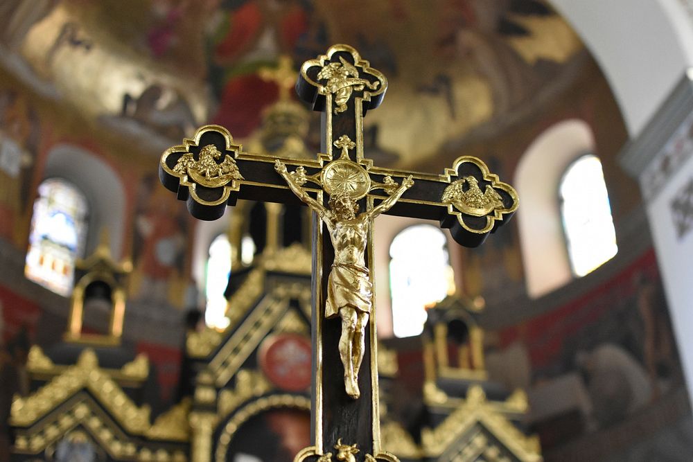 Gold and Black Crucifix. Original public domain image from Wikimedia Commons
