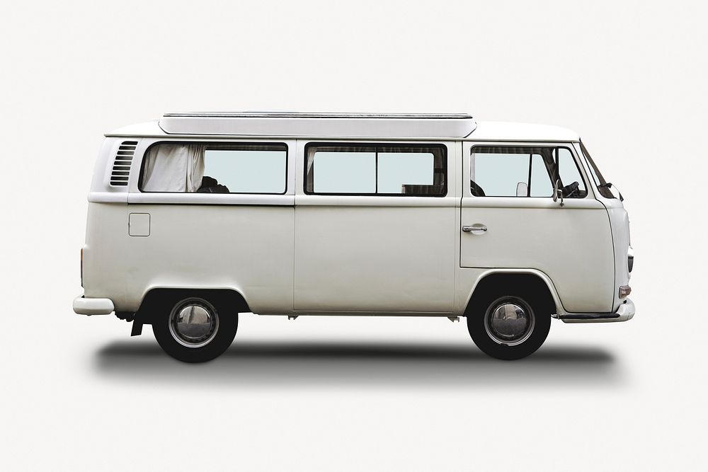 Gray minivan sticker, vehicle isolated image psd
