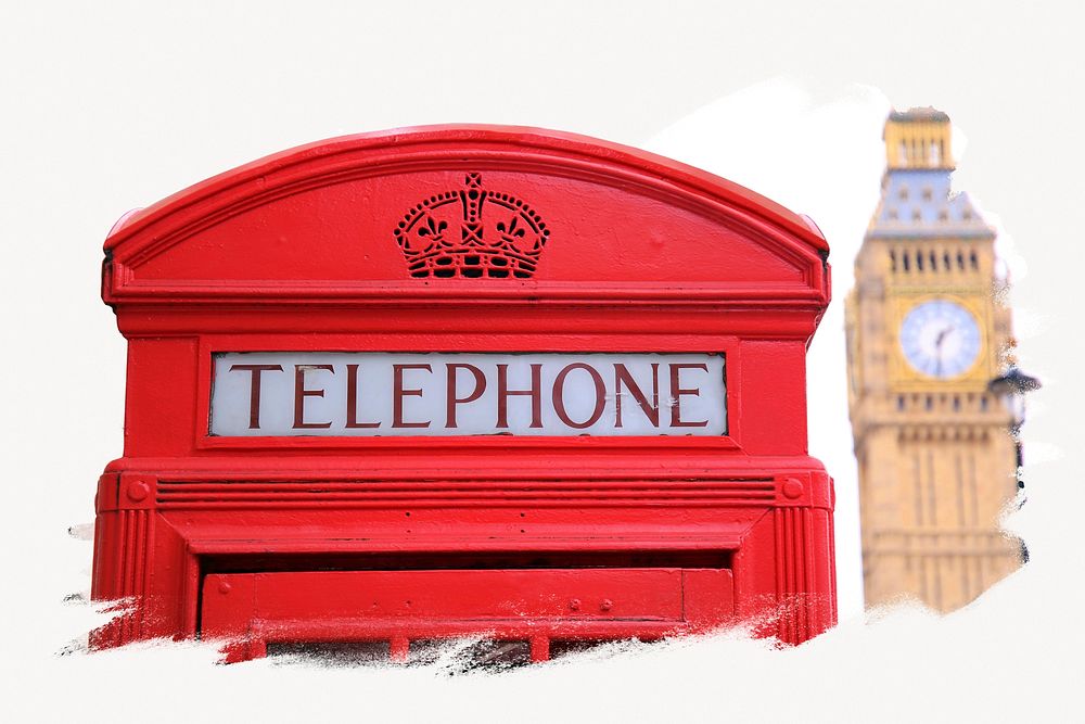 Telephone booth image on white background