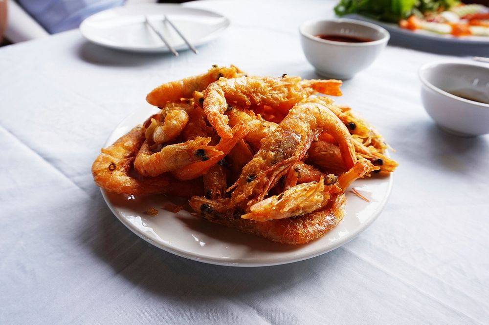 Fried shrimp. Original public domain image from Wikimedia Commons