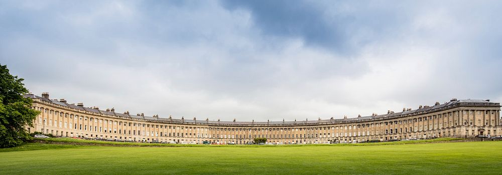 The Royal Crescent. Located in Bath, Somerset, England, UK. Original public domain image from Wikimedia Commons