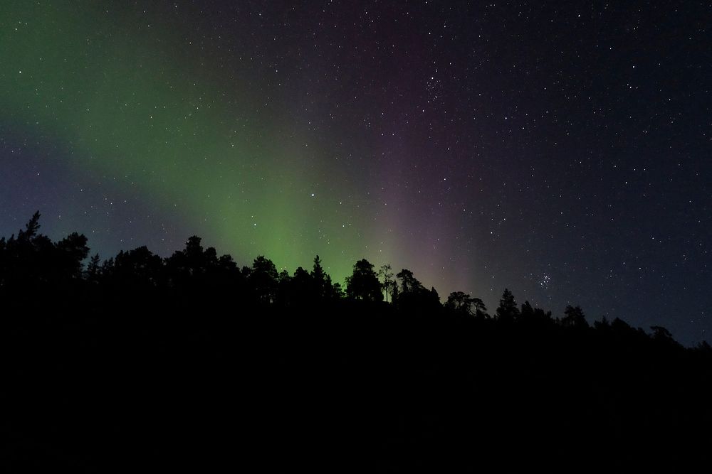 Aurora Borealis And Pleiades. Original public domain image from Wikimedia Commons