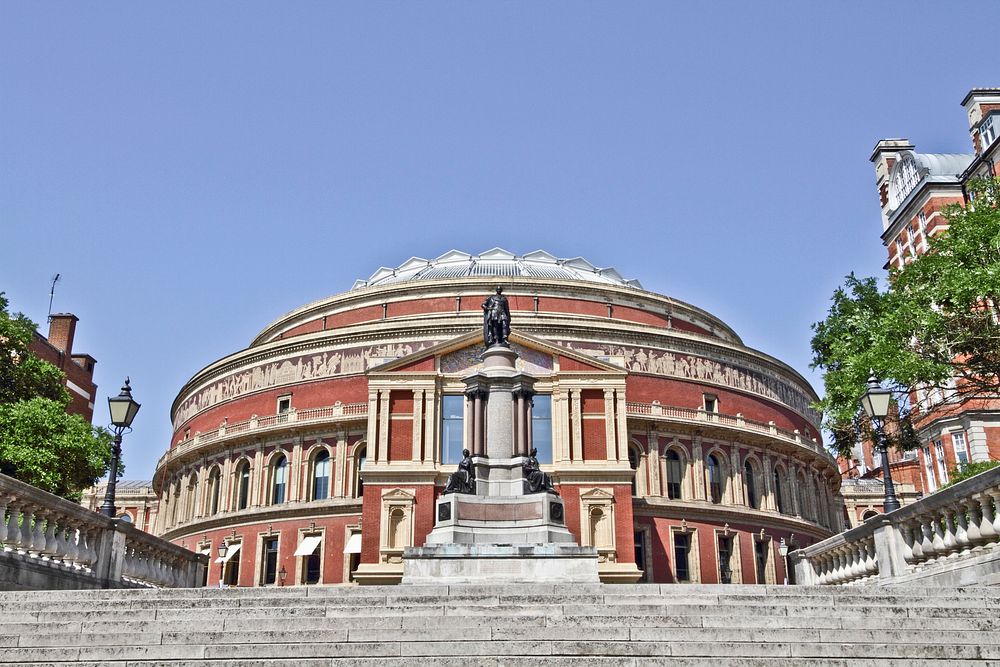 Here is a photograph taken of the Royal Albert Hall. Located in London, England, UK. Original public domain image from…