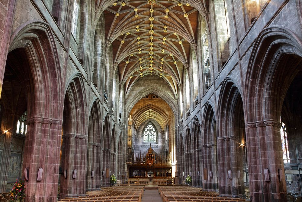Here is a photograph of Chester Cathedral. Located in Chester, Cheshire, England, UK. Original public domain image from…