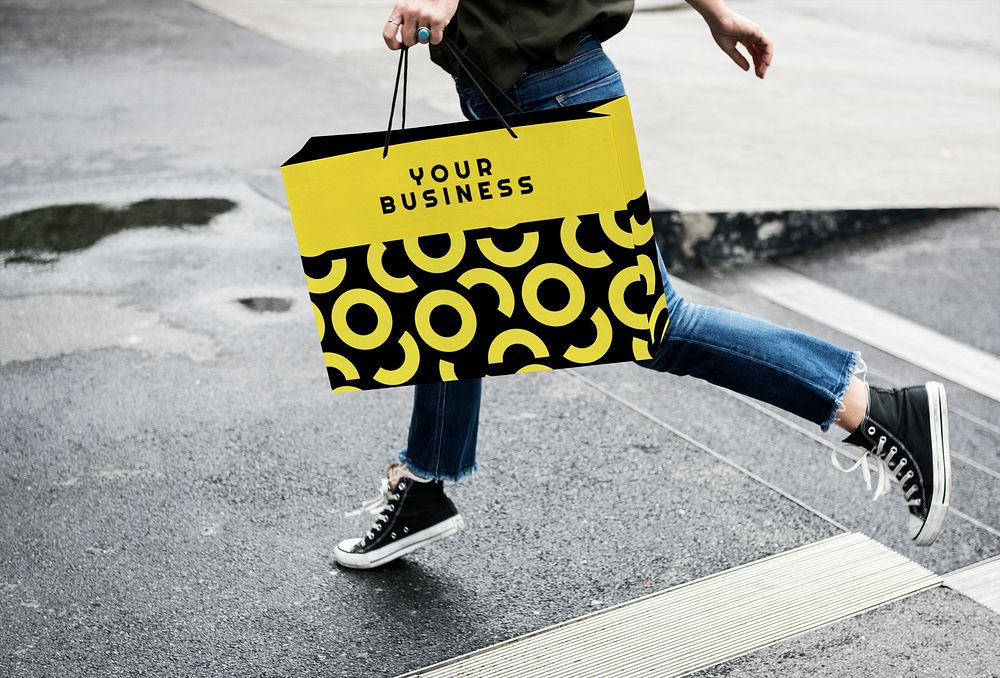 Yellow abstract shopping bag