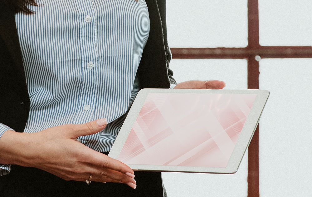 Businesswoman with a digital tablet mockup