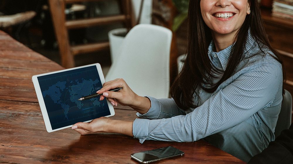 Businesswoman using a digital tablet mockup