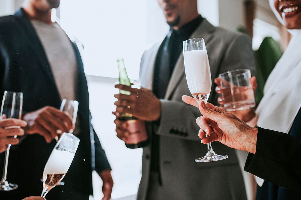 Business people making a toast at an office party