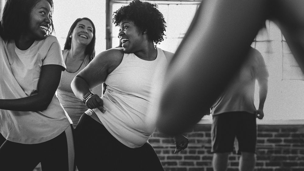 Cheeful active women in a dance class