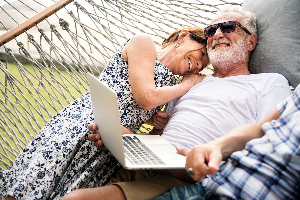 Senior couple relaxing in a hammock