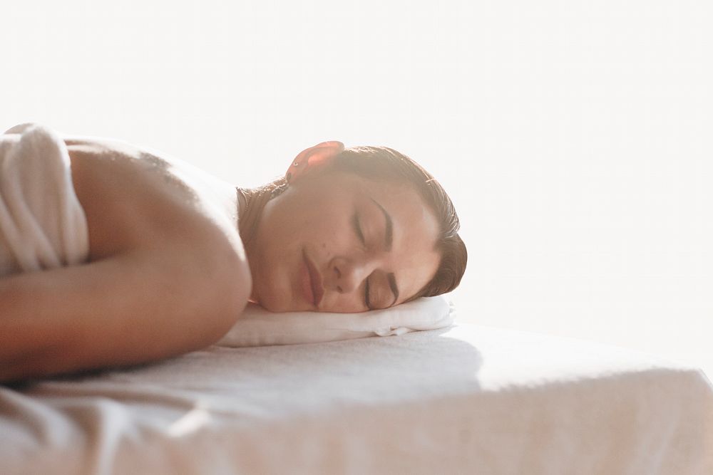 Woman relaxing with a spa treatment image element