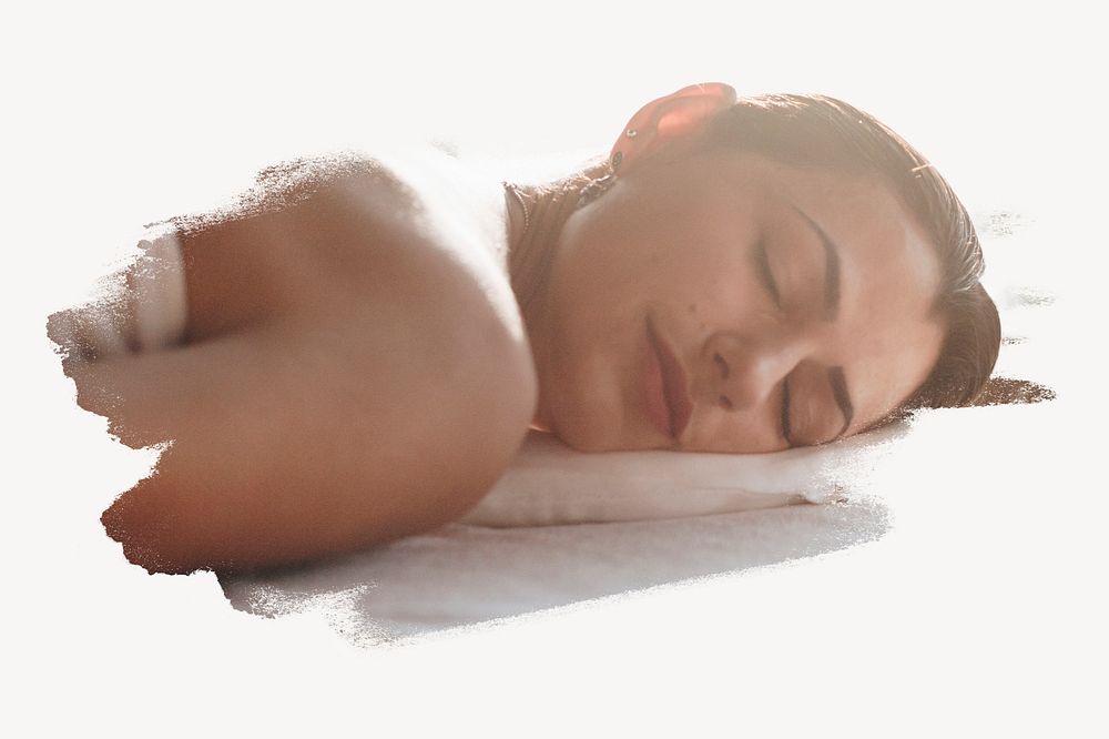Woman relaxing with a spa treatment collage element psd