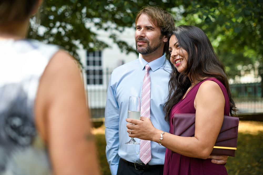 Young couple at a summer wedding