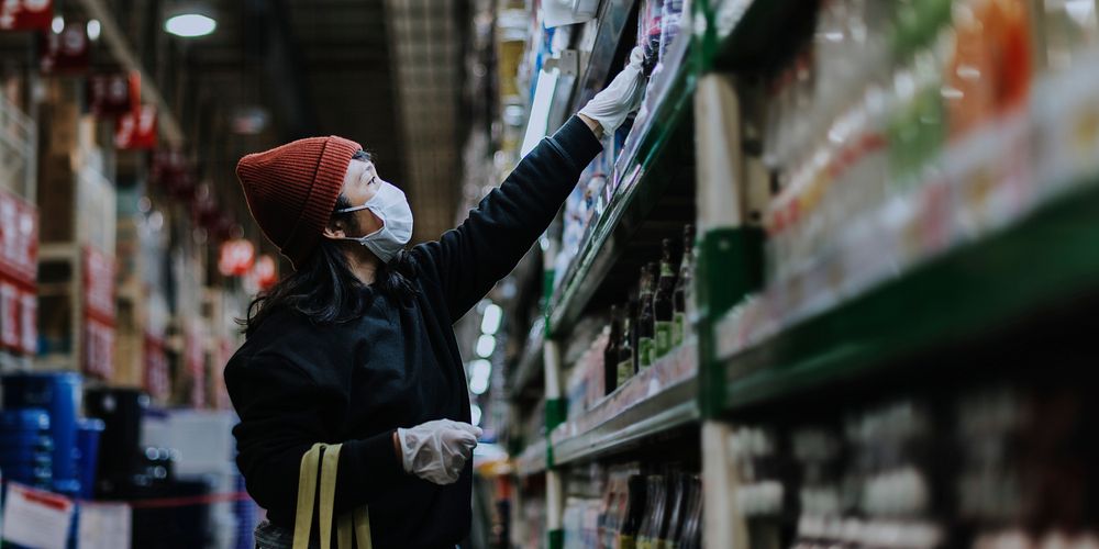 Woman hoarding food during coronavirus pandemic