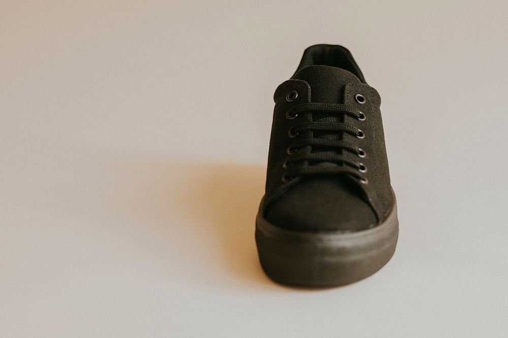Unisex black canvas sneakers minimal fashion