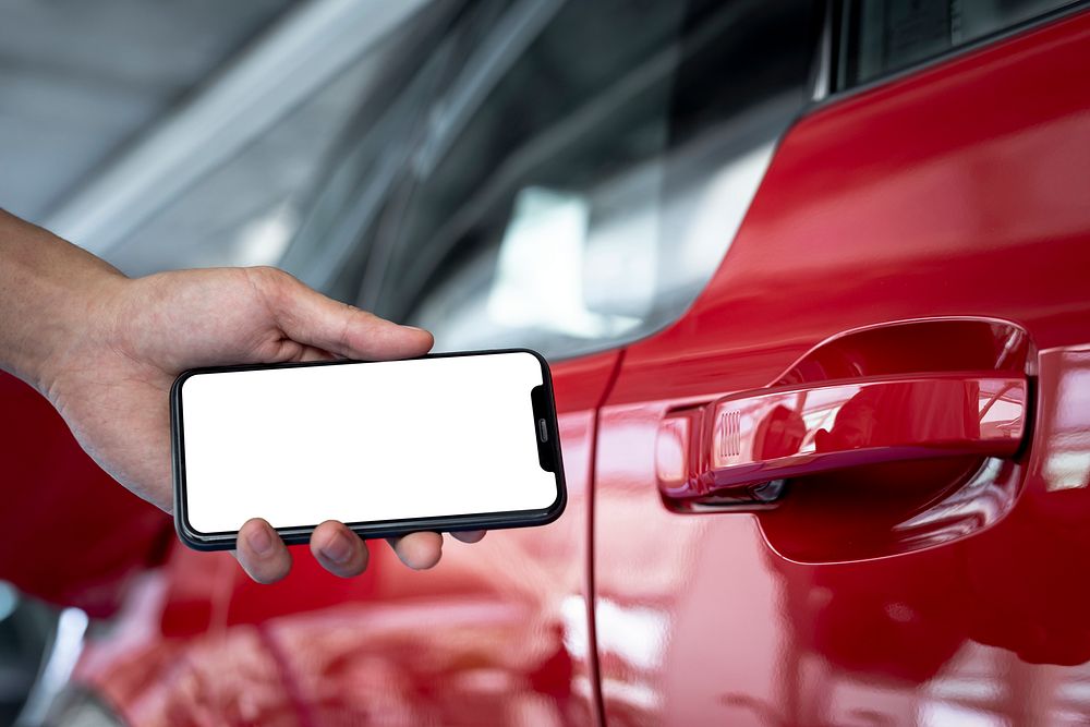 Unlocking red car door by smartphone app