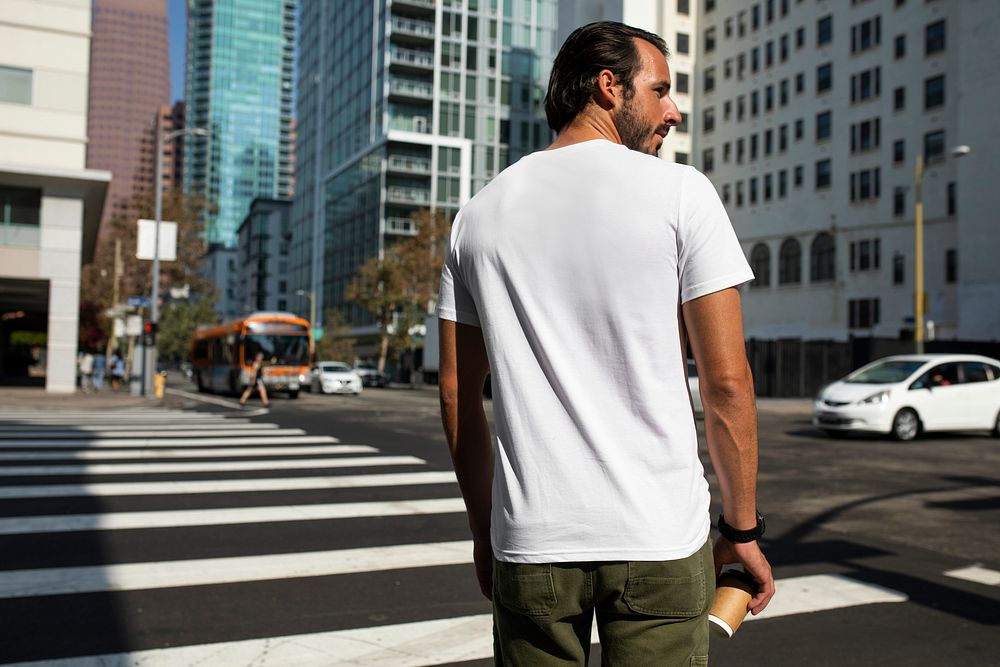 Printed back t-shirt white minimal style men&rsquo;s streetwear