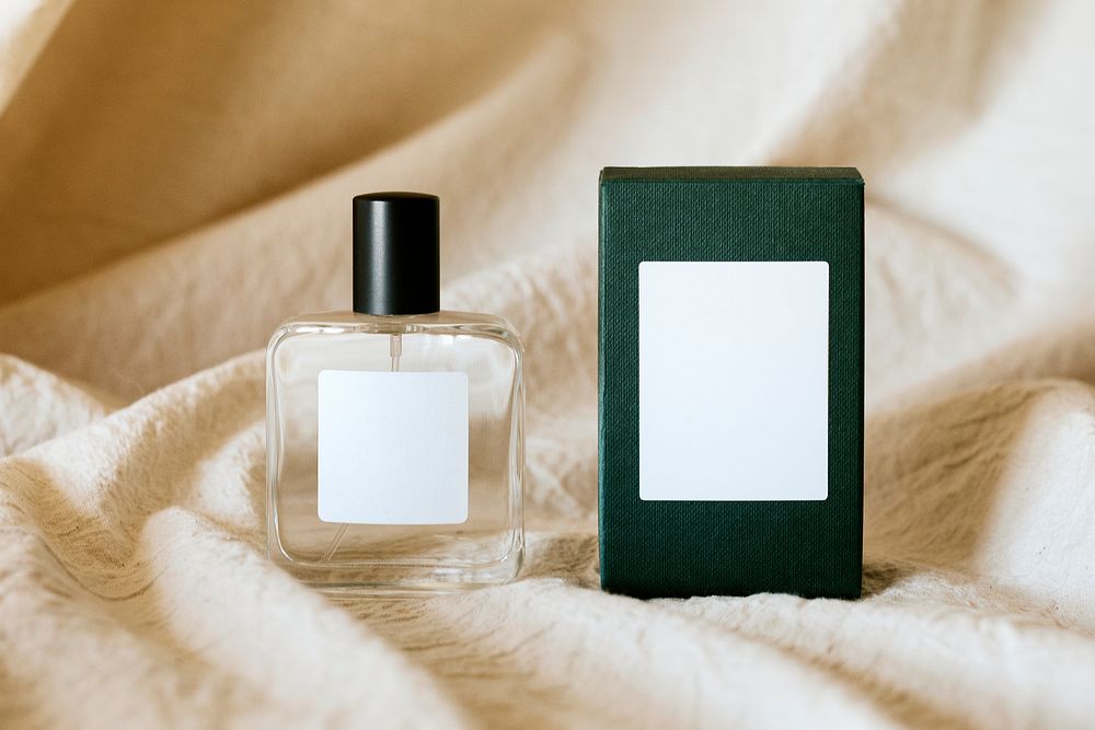 Perfume bottle and black paper box minimal style