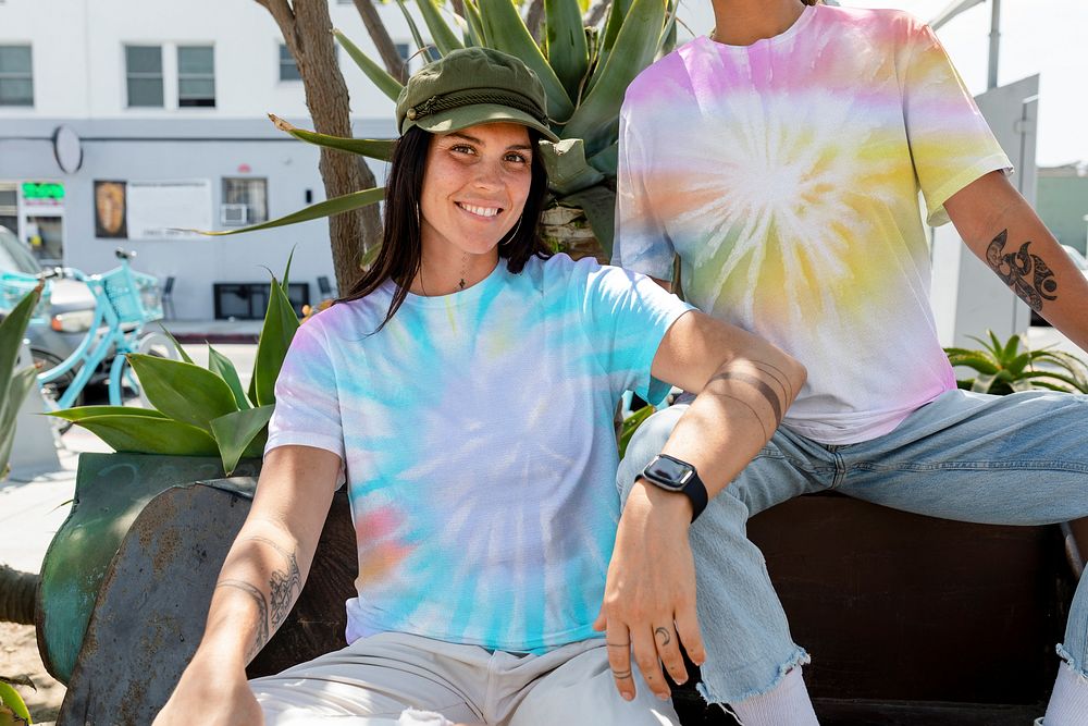 Tie dye t-shirt couple, summer photo